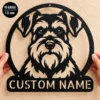 Custom Schnauzer Dog Metal Sign Personalized Pet Name Wall Decor Custom Schnauzer dog metal sign personalized with a pet name, featuring laser-cut dog wall art for pet lovers, homes, and dog-themed decor.