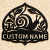 Custom Snail Metal Sign Personalized Garden Yard Outdoor Wall Decor Personalized snail metal sign personalized with a name, featuring whimsical laser-cut garden wall art for outdoor decor, patios, yards, and nature lovers.