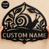 Custom Snail Metal Sign Personalized Garden Yard Outdoor Wall Decor Personalized snail metal sign personalized with a name, featuring whimsical laser-cut garden wall art for outdoor decor, patios, yards, and nature lovers.