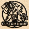 Custom Softball Player Metal Sign Personalized Girls Team Wall Art Decor Custom softball player metal sign personalized with girl's name, jersey number or team, female softball wall art for bedrooms, sports rooms and player gifts.