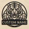 Custom Tiger Metal Sign Personalized Roaring Tiger Claws Wall Decor Custom tiger metal sign personalized with name, featuring roaring tiger and bold claw design, wildlife wall decor for gyms, man caves and tiger lovers.