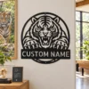 Custom Tiger Metal Sign Personalized Roaring Tiger Claws Wall Decor Custom tiger metal sign personalized with name, featuring roaring tiger and bold claw design, wildlife wall decor for gyms, man caves and tiger lovers.