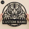 Custom Tiger Metal Sign Personalized Roaring Tiger Claws Wall Decor Custom tiger metal sign personalized with name, featuring roaring tiger and bold claw design, wildlife wall decor for gyms, man caves and tiger lovers.
