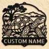 Custom Tortoise Metal Sign Personalized Turtle Garden Outdoor Wall Decor Custom tortoise metal sign personalized with a name, featuring laser-cut turtle wall art for garden decor, outdoor walls, patios, and animal lovers.