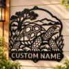 Custom Tortoise Metal Sign Personalized Turtle Garden Outdoor Wall Decor Custom tortoise metal sign personalized with a name, featuring laser-cut turtle wall art for garden decor, outdoor walls, patios, and animal lovers.