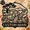 Custom Tortoise Metal Sign Personalized Turtle Garden Outdoor Wall Decor Custom tortoise metal sign personalized with a name, featuring laser-cut turtle wall art for garden decor, outdoor walls, patios, and animal lovers.
