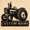 Custom tractor metal sign featuring a farm name or custom text, ideal for farmhouse wall decor, barns, garages, country yards, and rural homes.
