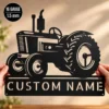 Custom tractor metal sign featuring a farm name or custom text, ideal for farmhouse wall decor, barns, garages, country yards, and rural homes.