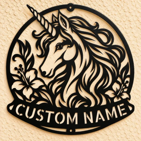 Custom Unicorn Metal Sign Personalized Girls Room Nursery Wall Decor Custom unicorn metal sign personalized with girl's name, magical unicorn wall art for baby nurseries, girls bedrooms, playrooms and unicorn lover gifts.