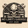 Custom Us Skull Mechanic Metal Sign Personalized Garage Shop Wall Decor Custom US skull mechanic metal sign personalized with garage or mechanic name, American-inspired automotive wall decor for repair shops, garages and man caves.