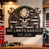 Custom Us Skull Mechanic Metal Sign Personalized Garage Shop Wall Decor Custom US skull mechanic metal sign personalized with garage or mechanic name, American-inspired automotive wall decor for repair shops, garages and man caves.