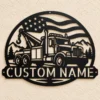 Custom Us Tow Truck Metal Sign Personalized Wrecker Towing Wall Decor Custom US tow truck metal sign personalized with towing company or driver name, American wrecker truck wall decor for garages, repair shops and towing gifts.