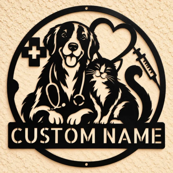 Custom Veterinary Clinic Metal Sign Personalized Vet Hospital Wall Decor Custom veterinary clinic metal sign with personalized clinic name, vet hospital wall decor and professional animal care office sign for indoor or outdoor display.