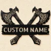 Custom Viking Axe Metal Sign Norse Wall Art Decor Custom Viking axe metal sign in 16 gauge steel for Norse wall decor, personalized Viking art plaque for cabins, man caves, and history lovers.