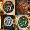 Custom Viking Wolves Metal Sign Personalized Norse Sun Moon Wall Decor Custom Viking wolves metal sign personalized with names, featuring Norse-inspired wolves with sun and moon wall decor for Viking and Nordic decor lovers.