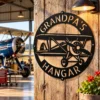 Custom Vintage Biplane Metal Sign Personalized Grandpa Hangar Pilot Decor Custom vintage biplane metal sign personalized with Grandpa or pilot name, classic airplane wall decor for hangars, garages, aviation offices and pilot gifts.