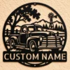 Custom Vintage Pickup Truck Metal Sign Personalized Farm Ranch Wall Decor Custom vintage pickup truck metal sign personalized with farm or ranch name, rustic classic truck wall decor for barns, garages, farmhouses and country homes.