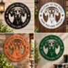 Custom Vizsla dog metal sign featuring a pet name, with laser-cut dog wall art for Vizsla lovers, homes, patios, kennels, and pet-themed decor.