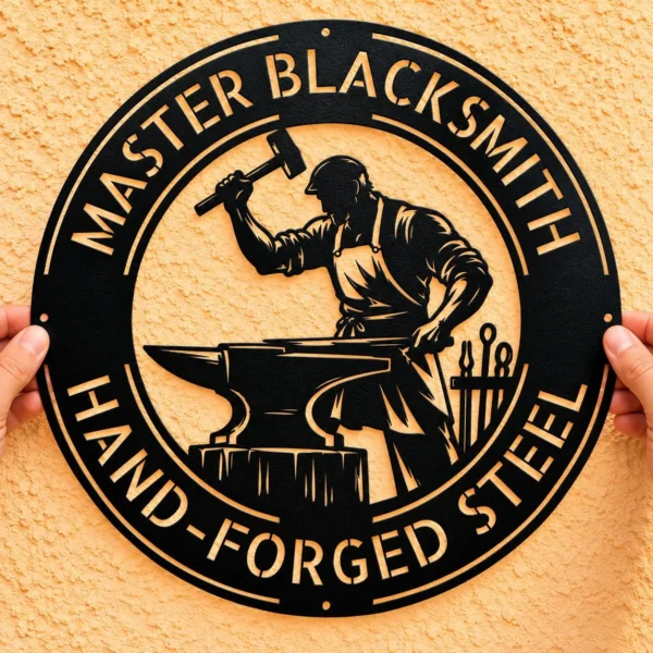 Personalized Blacksmith Metal Sign Forge Workshop Decor Personalized Blacksmith Metal Sign in 16 gauge steel for forge workshop wall decor, custom metalworker plaque and industrial craft gift.