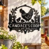 Personalized Chicken Coop Metal Sign in 16 gauge steel for farmhouse wall decor, custom poultry plaque for coop, barn and rustic gift art.
