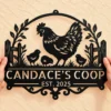 Personalized Chicken Coop Metal Sign in 16 gauge steel for farmhouse wall decor, custom poultry plaque for coop, barn and rustic gift art.