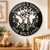 Personalized Couple Giraffe Metal Sign Custom Name Safari Nursery Wall Art Personalized couple giraffe metal sign in 16 gauge steel with custom name for safari nursery wall decor, kids room, wildlife home and baby shower gift.