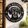 Personalized Dachshund Dog Metal Sign Custom Family Welcome Decor Personalized Dachshund dog metal sign in 16 gauge steel for welcome wall decor, custom family name pet lover plaque and home gift art.