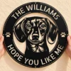 Personalized Dachshund Dog Metal Sign Custom Family Welcome Decor Personalized Dachshund dog metal sign in 16 gauge steel for welcome wall decor, custom family name pet lover plaque and home gift art.