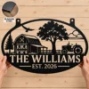 Personalized Farmhouse Metal Sign Custom Tractor Barn Wall Decor Personalized farmhouse metal sign featuring a tractor design and custom name options, ideal for barn walls, farm garages, workshops, and rustic country decor.