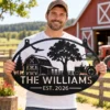 Personalized Farmhouse Metal Sign Custom Tractor Barn Wall Decor Personalized farmhouse metal sign featuring a tractor design and custom name options, ideal for barn walls, farm garages, workshops, and rustic country decor.