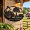 Personalized Farmhouse Metal Sign Custom Tractor Barn Wall Decor Personalized farmhouse metal sign featuring a tractor design and custom name options, ideal for barn walls, farm garages, workshops, and rustic country decor.