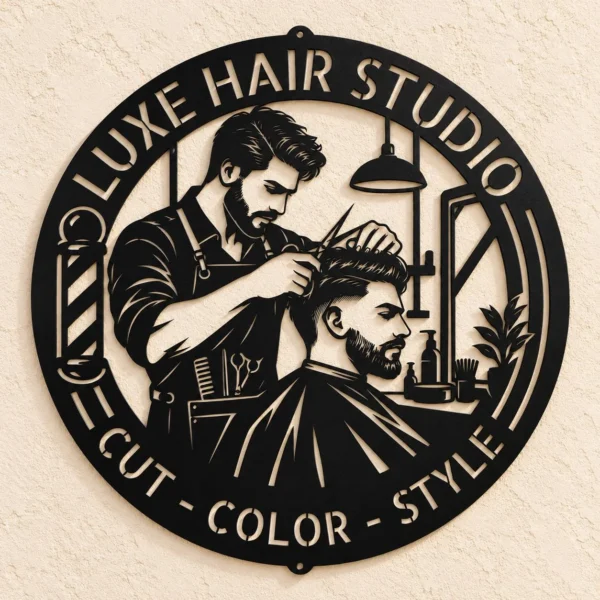 Personalized Hair Dresser Metal Sign Custom Barber Shop Art Decor Personalized hair dresser metal sign in 16 gauge steel for barber shop wall decor, custom salon plaque for stylists, studio and gift art.
