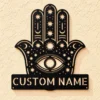 Personalized Hamsa Hand Metal Sign Hand Of Fatima Wall Art Personalized Hamsa Hand metal sign in 16 gauge steel for spiritual wall decor, Hand of Fatima home plaque for protection, housewarming gift art.