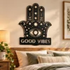 Personalized Hamsa Hand Metal Sign Hand Of Fatima Wall Art Personalized Hamsa Hand metal sign in 16 gauge steel for spiritual wall decor, Hand of Fatima home plaque for protection, housewarming gift art.