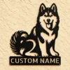 Personalized Husky Dog Metal Sign in 16 gauge steel for pet wall decor, custom dog name plaque and home gift for husky lovers.