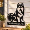 Personalized Husky Dog Metal Sign in 16 gauge steel for pet wall decor, custom dog name plaque and home gift for husky lovers.