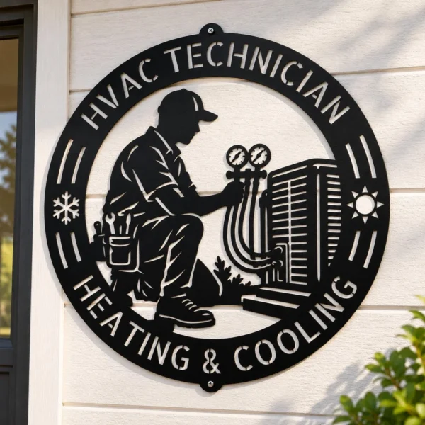 Personalized Hvac Technician Metal Sign Custom Heating Cooling Wall Decor Personalized HVAC technician metal sign in 16 gauge steel for heating and cooling service wall decor, custom repair shop plaque and trade gift.