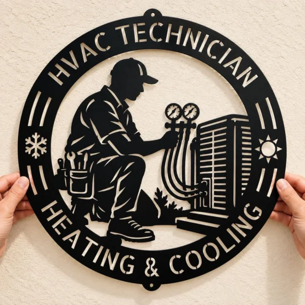 Personalized Hvac Technician Metal Sign Custom Heating Cooling Wall Decor Personalized HVAC technician metal sign in 16 gauge steel for heating and cooling service wall decor, custom repair shop plaque and trade gift.
