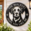 Personalized Labrador Retriever Dog Sign Custom Family Name Metal Decor Personalized Labrador Retriever Dog Sign in 16 gauge steel for pet wall decor, custom family name plaque for home and dog lover gift art.