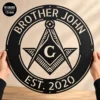 Personalized Masonic Symbol Metal Sign Freemason Wall Art Personalized Masonic symbol metal sign in 16 gauge steel for Freemason wall decor, custom lodge plaque and symbolic gift for members.