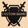 Personalized Medieval Shield Metal Sign Knight Family Decor Personalized medieval shield metal sign in 16 gauge steel for knight family crest decor, custom castle wall art plaque and gift.