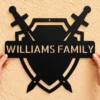 Personalized Medieval Shield Metal Sign Knight Family Decor Personalized medieval shield metal sign in 16 gauge steel for knight family crest decor, custom castle wall art plaque and gift.