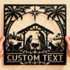 Personalized Nativity Scene Metal Sign in 16 gauge steel for Christmas wall decor, religious home display and custom holiday gift.