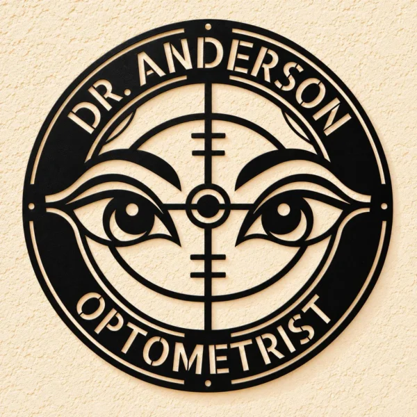 Personalized Optometrist Metal Sign Custom Eye Doctor Office Wall Decor Personalized optometrist metal sign crafted from 16 gauge steel, custom wall decor for eye doctor offices, clinics, and vision care professionals.