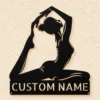 Personalized Pilates metal sign in 16 gauge steel for fitness studio wall decor, custom gym plaque for instructors, home gym and gift art.