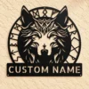 Personalized Viking Wolf Metal Sign Norse Wall Art Decor Signs Personalized Viking wolf metal sign in 16 gauge steel for Norse wall decor, personalized Viking art plaque for wolf lovers, cabins, and man caves.