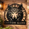 Personalized Viking Wolf Metal Sign Norse Wall Art Decor Signs Personalized Viking wolf metal sign in 16 gauge steel for Norse wall decor, personalized Viking art plaque for wolf lovers, cabins, and man caves.