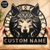 Personalized Viking Wolf Metal Sign Norse Wall Art Decor Signs Personalized Viking wolf metal sign in 16 gauge steel for Norse wall decor, personalized Viking art plaque for wolf lovers, cabins, and man caves.