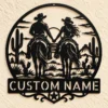 Personalized western couple metal sign in 16 gauge steel for ranch wall decor, custom farmhouse plaque and rustic wedding or anniversary gift.