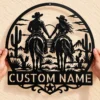 Personalized western couple metal sign in 16 gauge steel for ranch wall decor, custom farmhouse plaque and rustic wedding or anniversary gift.